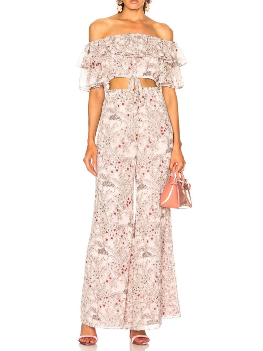 Alexis Zain Wide Leg Pull On Pants Floral Pink Black Size Large